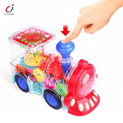 China New high quality children's universal electric carry gear train plastic transparent toy with healthy and light CJ-2156060 for sale