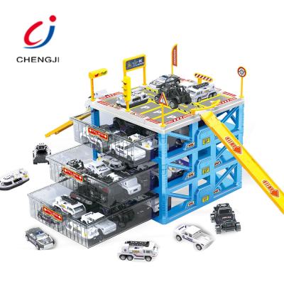 China Toy Educational Assemble Diy Play Slot Car Miniature Race Car Set, Police Station Garage Toys For Kids for sale