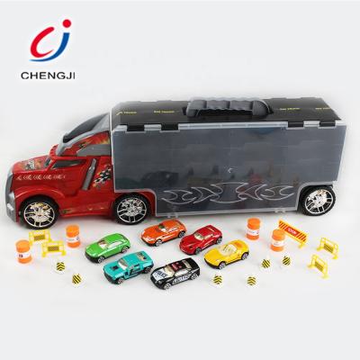 China Toy Kids Mat Diecast Alloy Sliding Car Trapping Head Metal Truck Model Toy With Container for sale