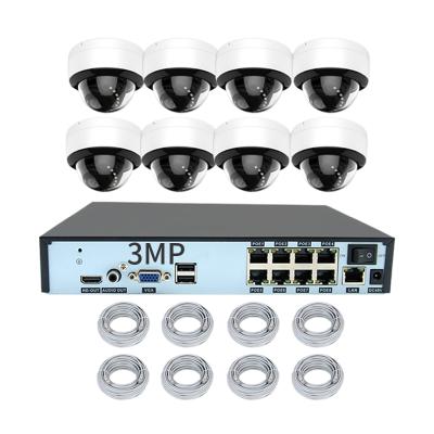 China Motion detection 8 channel 3mp dome security night vision cctv camera with waterproof dvr for sale