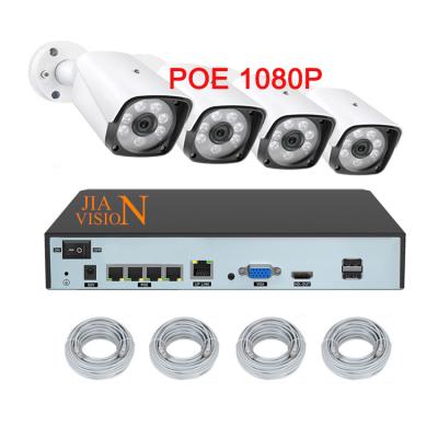 China NEW NIGHT VISION Jianvision Set Security Cameras Digital Video Recording System 1080P POE 4CH Cam Nvr Kit Outdoor CCTV Set for sale