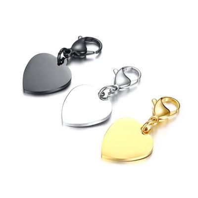 China China Bulk High Polished Stainless Steel Heart Shape Blank Dog Name Tag For Engraving Logos for sale