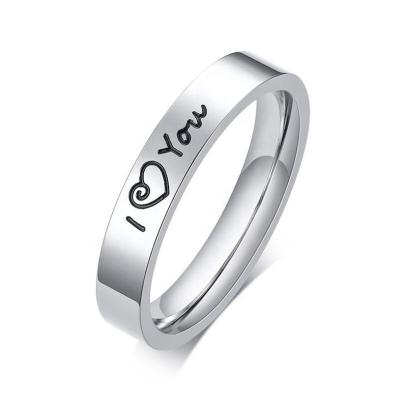 China FASHIONABLE Wholesale Cheap Wholesale Unisex Silver 4 Mm High Polished Stainless Steel Blank Custom Engraved Ring for sale