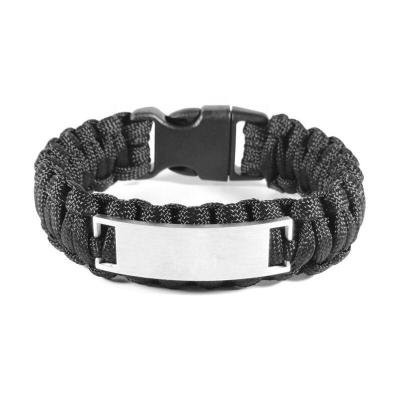 China Cheap Wholesale FASHIONABLE Personalized Engraved Stainless Steel Paracord Metal Plate Bracelet for sale