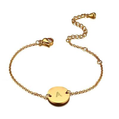 China TRENDY Fashion High Quality Women's Gold Plated 316l Stainless Steel Charm Letter Bracelet for sale