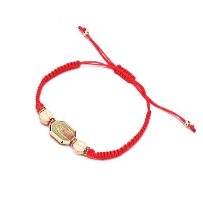 China Fashion Durable Red Braided Rope Bracelet Religious Christian Religious Virgin Mary Bracelet for sale