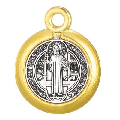 China Wholesale Gold Durable Christian Vintage Religious Mary Pendant Charms For Religious St Benedict Of Saint Of Necklace Wear Medallion for sale