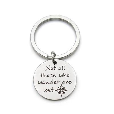 China Durable Personalized Disc Key Chain Charm Mirror Polished Silver Stainless Steel Custom Engraved Round Key Chain Metal As A Gift for sale