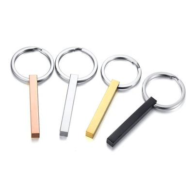 China Durable Fashion Metal Key Chain Blank Custom Laser Engraving Stainless Steel 3D Bar Key Chain for sale