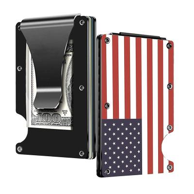 China Rock American Flag Metal Credit Card Holder Wallet For Men, RFID Blocking Minimalist Aluminum Wallet for sale