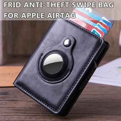 China Vintage Slim Wallet For Air Leather RFID Tag Noise Blocking Automatic Mini Aluminum Wallet Credit Card Money Holder for sale