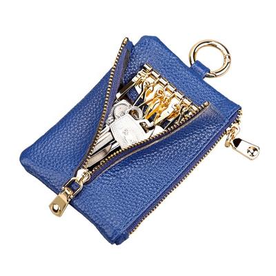 China Fashion Quality Luxury Quality Buckle 6 Clip Key Chain Holder Zipper Card Cash Portable Slim Genuine Leather Unisex Case for sale