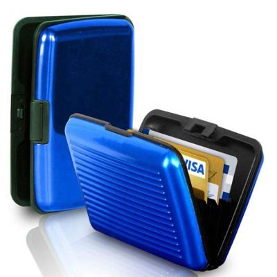 China NATIONAL Multiple Colors Aluminum Secure Compact Logo Or 6 Slot Wallet RFID Credit Card Holder Case OEM Printing Available for sale