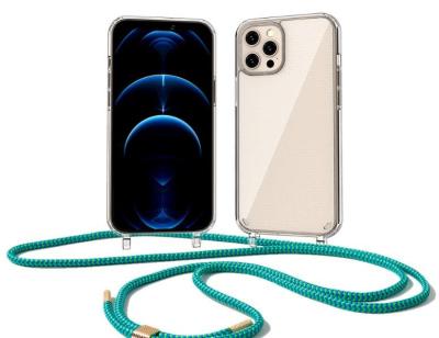 China Ultra Thin Transparent Clear TPU Phone Case With Adjustable Lanyard Strap Necklace For iPhone 13 for sale