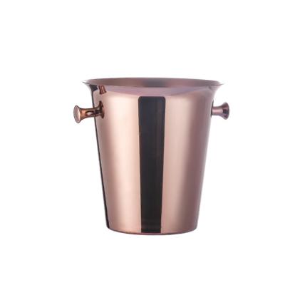 China Single Stainless Steel Spangled Viable European Luxury Metal Ice Bucket Rose Gold Ice Bucket Business Specific For Party for sale