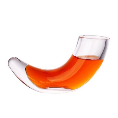 China New Rainbow Spanish Creative Bar Style Idea Ox Horn Cocktail Glass Curved Crescent Liquor Spirits Vodka Shot Small Whiskey Wine Cup for sale