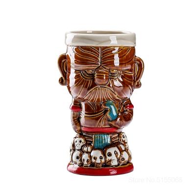 China High temperature firing at 1380 â „ ƒ Cold Drinks Mixing Creative Cocktail TIKI Cup Skull God Statue Hollywood Bar Wine Glass Diy Smoothie Funny Ceramic Cup Container for sale