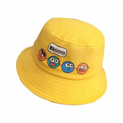 China Cute smiling picture fashion summer kids hat facekids bucket hat customized printing kids bucket hats for sale