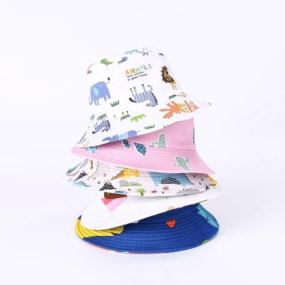 China Low MOQ Summer Kids Cotton Picture Print Cheap Bucket Hat Wholesale Sun Handsome Custom Hats for sale