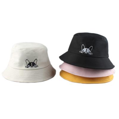 China Sun Hat Cartoon Image Casual Bucket Hat Dog Bucket Hat Beige for sale