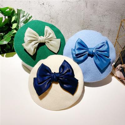 China Wholesale Custom Made High Quality Woolen Fashion Character Bulk Cute Beret Bow Cheap Beret for sale