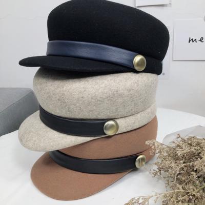 China Wholesale Character 2021 Fall Winter Custom 100% Wool Beret Hat Octagonal Beret Hat for sale