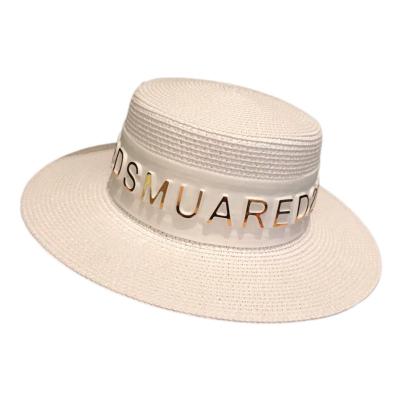 China Wholesale Price 56-60cm Embroidery Natural Grass Comfortable Straw Hat Paper With Hot And Cold Ropefor for sale