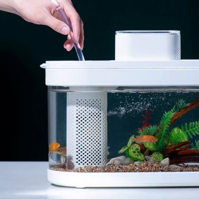 China Colorful Viable Running Water Mini Aquarium Fish Tank With Desktop Alarm Aquarium Fish Tank for sale