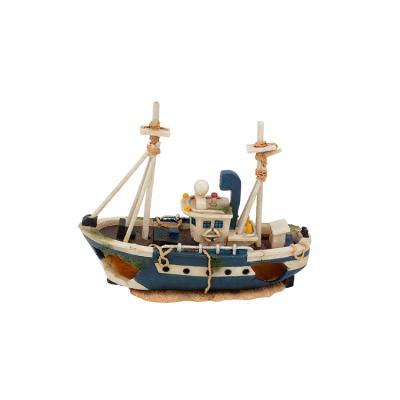 China Submerged Viable Resin Boat Aquarium Shipwreck Decorations Aquarium Ornaments for sale