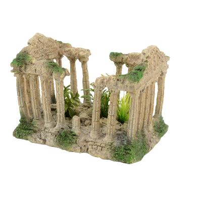 China Viable Aquarium Coral Decoration Ancient Building Artificial Resin Aquarium Landscape for sale