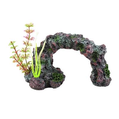 China Viable Resin Aquarium Landscape Coral Accessories Fish Tank Aquatic Bridge Ornaments for sale