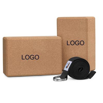 China Custom Yoga / Balance Training Package 3*6*9 / 4*6*9 Advance Cork Yoga Block And Strap And Tote Bag Set for sale