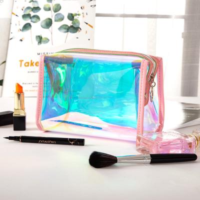 China Fashion Square Shiny Visible BUTRADE TPU Make Up Bags Small Clear Polyester Cosmetic Bag For Purse for sale