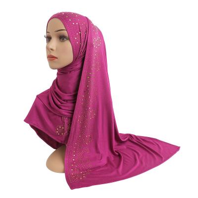 China Muslim Headscarf  Cotton mercerized cotton hot gold glass red diamond scarf hat Malay gauze lady's headscarf H099 for sale