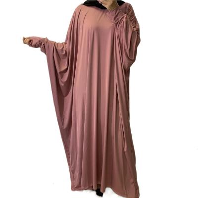 China Linen Direct Selling Fashion Women's Bat Robe Long Sleeve Clear Color Casual Dress for sale