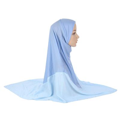 China Muslim Headscarf  New Amoy Yarn Stitching Chiffon Dot Drilling Scarf Ladies Turban Scarf Large Hijab Hat Muslim headscarf for sale