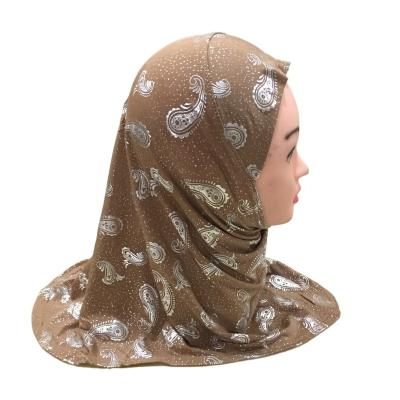 China Muslim Headscarf  2 to 6 years old girl hot silver hat Malay gauze scarf spot wholesale Muslim headscarf for sale