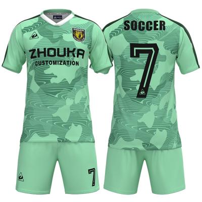 China Breathable Quick Dry And Never Fade Wholesale Quick Dry Green Soccer Uniforms Summer Mens Stretch Breathable Soccer Shirts Sports Use For Daily Training for sale