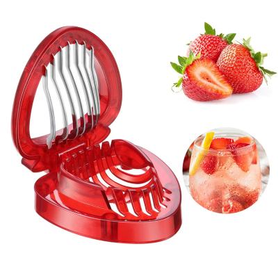 China Sustainable Strawberry Slicer Fruit Cutter Carving Tool Salad Cutter Stainless Steel Strawberry Cutter Portable Fruit Slicer Kitchen Instruments for sale