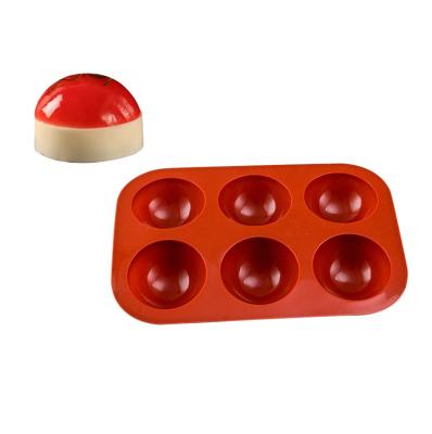 China Hot Selling Silicone 6 Hole Non-Stick Half Sphere Cake Molds Viable For DIY Baking for sale