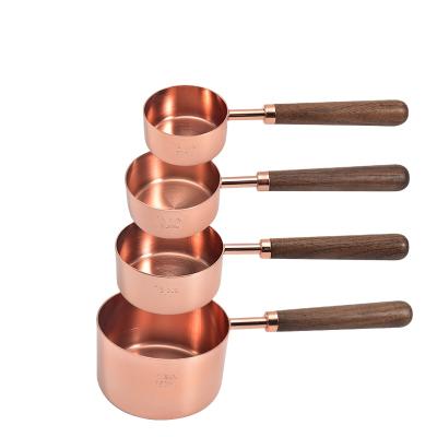 China Sustainable Hot Selling Wooden Measuring Cup 4pcs Measuring Cups And Cups Set Kitchen Measuring Tool for sale