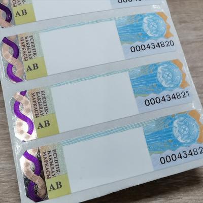 China Customed Holographic Tax Stamp Wine Security Label Anti counterfeit Design Security Paper Adhesive for sale