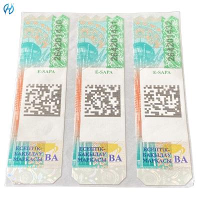 China Customized Cigarette Tax Stamp Duty Anti counterfeit Holographic Design Security Paper Adhesive - Rainbow Printing for sale