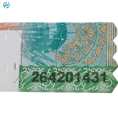 China Customed Printing Color Invisible UV Tax Stamp Sticker For Customizable Options for sale