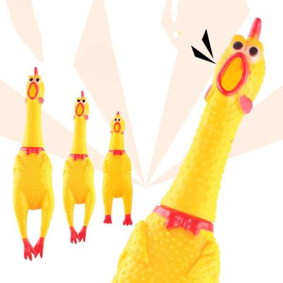 China Custom Viable High Quality Yellow Squeaky Rubber Chicken Squeaky Dog S M L Three Size Dog Pet Chew Toy for sale