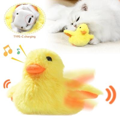 China Viable Electric Dog Toys Self-Exciting Teasing Smart Cat Interactive Toy Gravity Flush Duck Plush Sounding Kitten Toys for sale