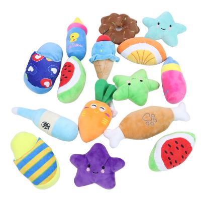 China 2023 Hot Sale Custom Dog Viable Squeaky Chew Toys Cute Stuffed Plush Fruits Snacks and Vegetables Dog Toys for Medium Small Puppy Dog for sale