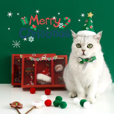 China China Manufacturer Hot Selling Wholesale Custom Designer Christmas Santa Hat Bandana Teaser Cat Ball Toys Gift Set for sale