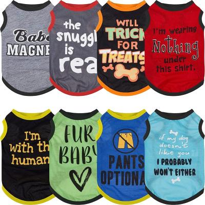 China 8 Piece Viable Dog Shirts Pet Clothes Printed With Letters Funny Summer Pet T-shirts Cool Soft Puppy Breathable Dog Sweatshirt for sale