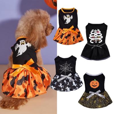 China Pumpkin Ghost Viable Cat Clothes Wholesale Printed Luxury Helloween Dog Dress Cute Party Summer Spring Helloween Dog Dress for sale